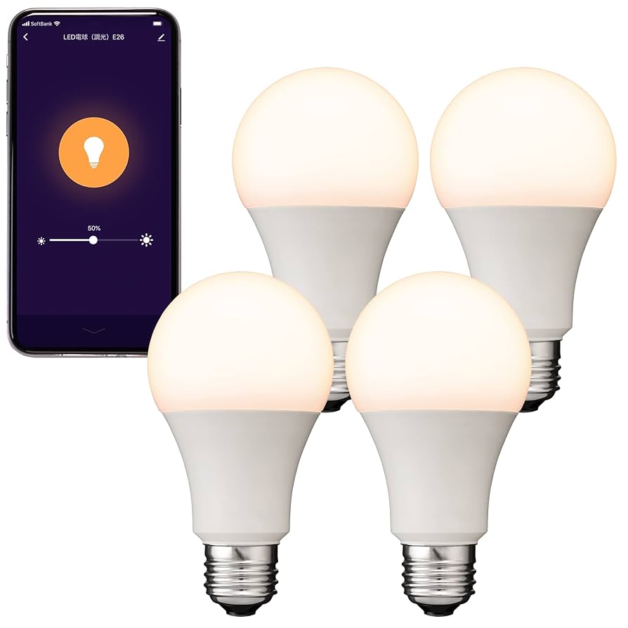 Amazon | +Style LED電球(調光/E26)4個セット LED電球 電球色